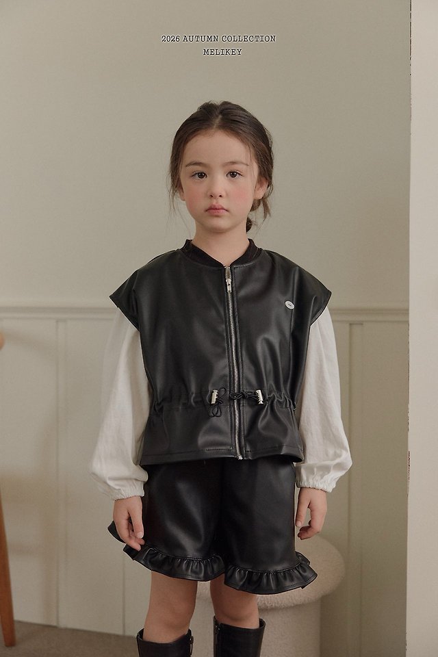 Melikey - Korean Children Fashion - #littlefashionista - Leather Frill Shorts - 10