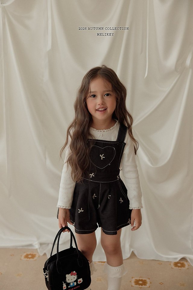 Melikey - Korean Children Fashion - #littlefashionista - Ribbon Embroidered Overalls - 5