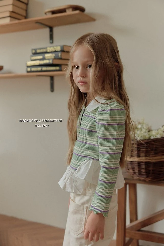 Melikey - Korean Children Fashion - #magicofchildhood - Diagonal Frill Collar Tee - 7