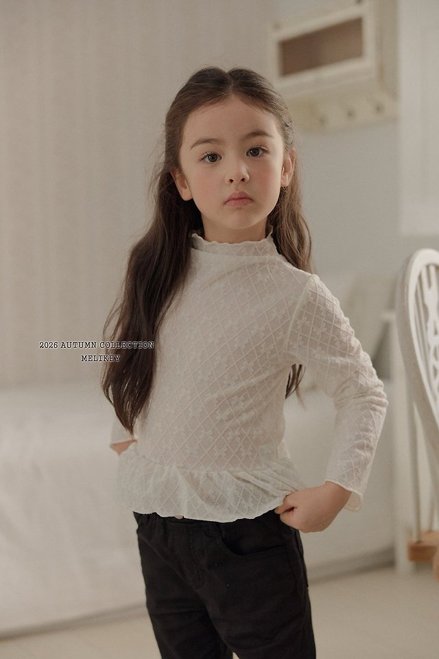 Melikey - Korean Children Fashion - #magicofchildhood - Frill Ribbon Mesh Tee - 5