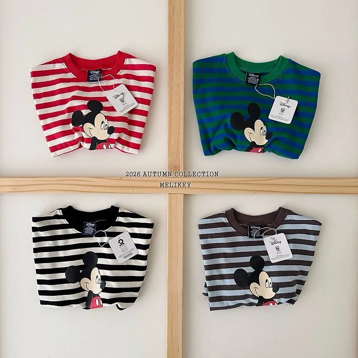 Melikey - Korean Children Fashion - #minifashionista - Mickey Ribbed Hem Tee