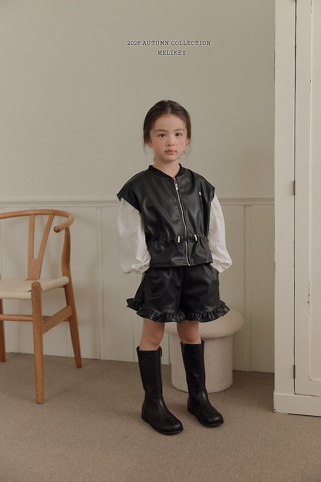 Melikey - Korean Children Fashion - #minifashionista - Leather Frill Shorts - 12