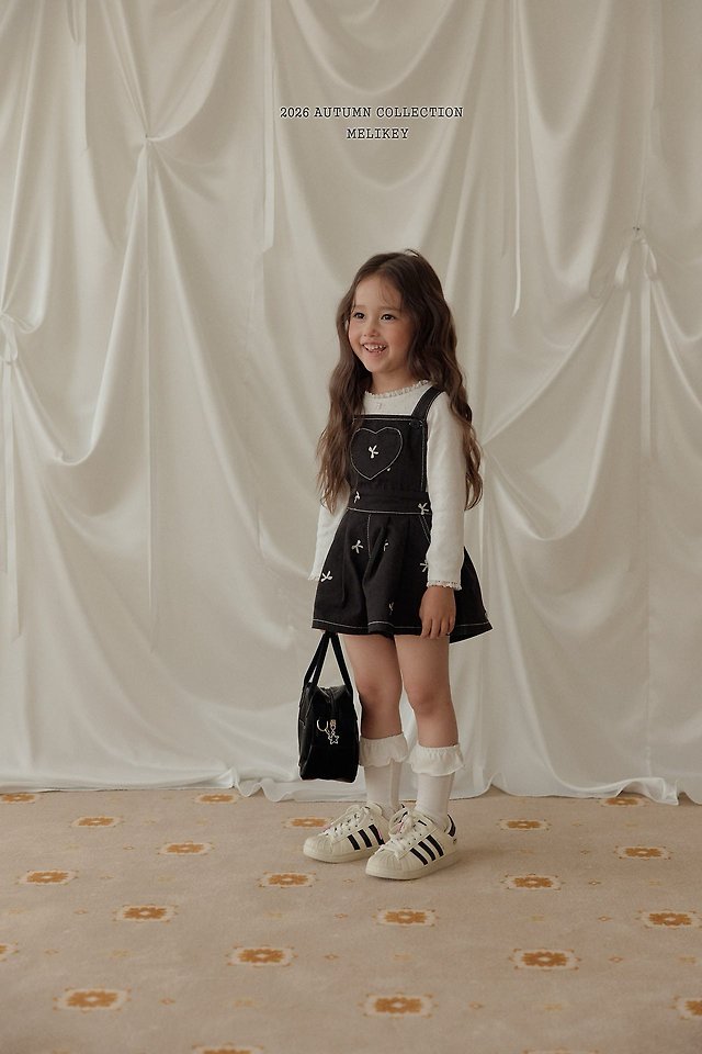 Melikey - Korean Children Fashion - #minifashionista - Ribbon Embroidered Overalls - 7