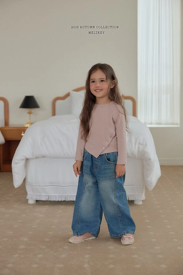 Melikey - Korean Children Fashion - #minifashionista - Diagonal Button Tee - 5
