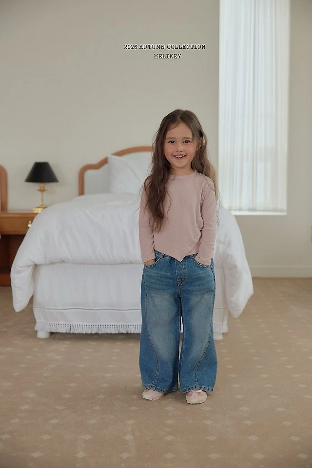 Melikey - Korean Children Fashion - #prettylittlegirls - Panel Wild Denim Pants - 10