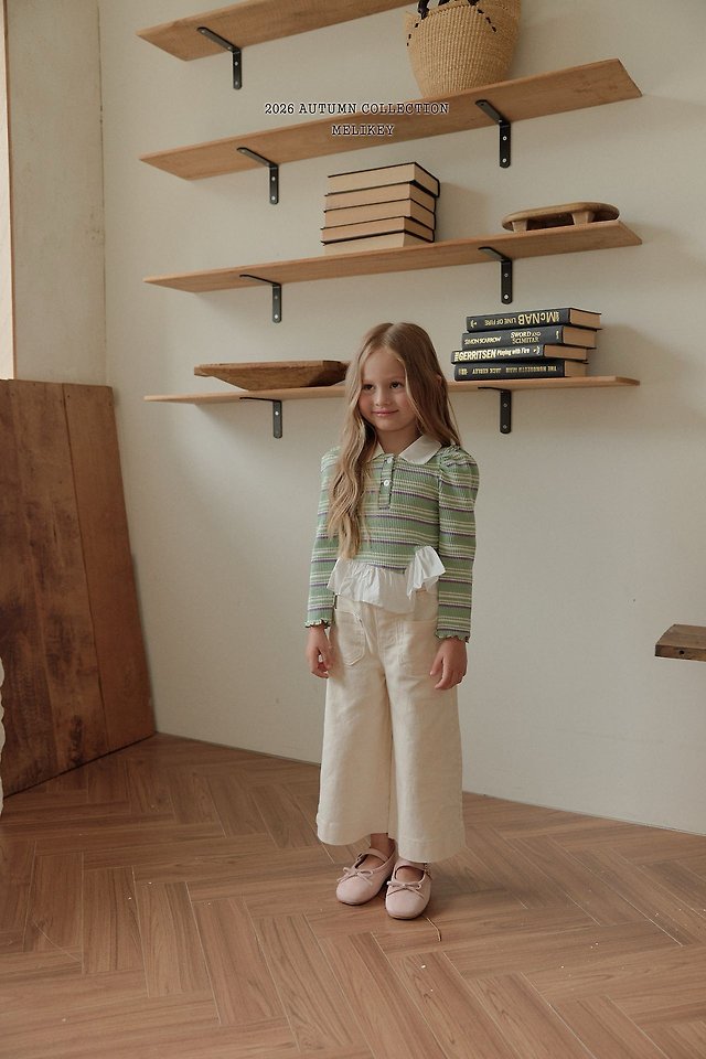 Melikey - Korean Children Fashion - #prettylittlegirls - Diagonal Frill Collar Tee - 9