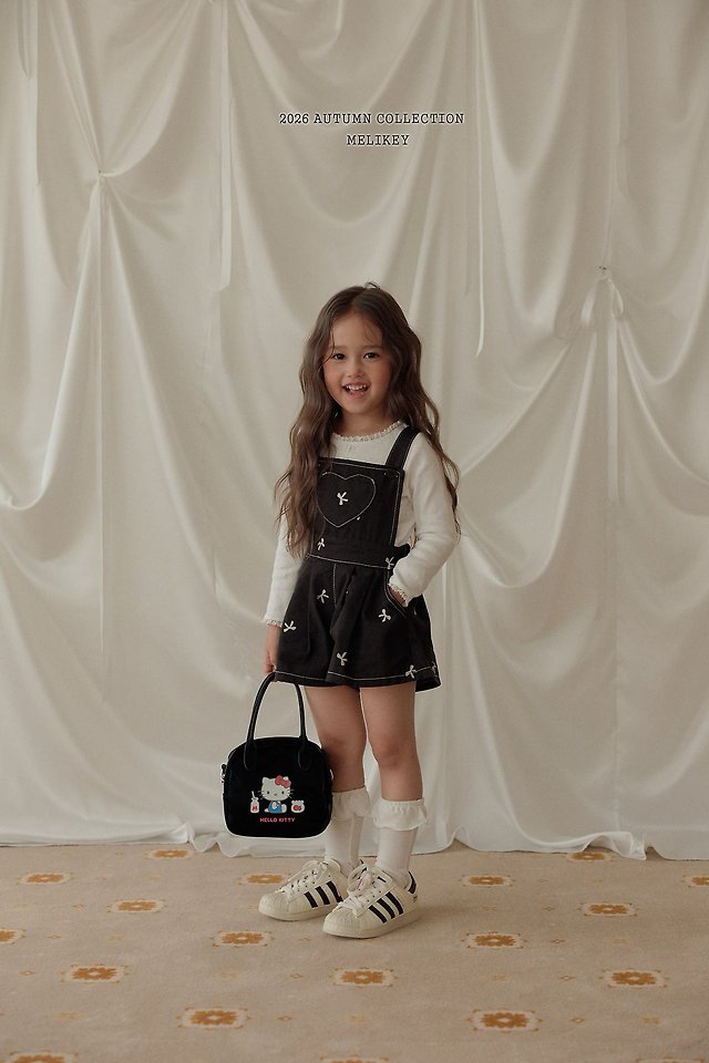 Melikey - Korean Children Fashion - #prettylittlegirls - Ribbon Embroidered Overalls - 8