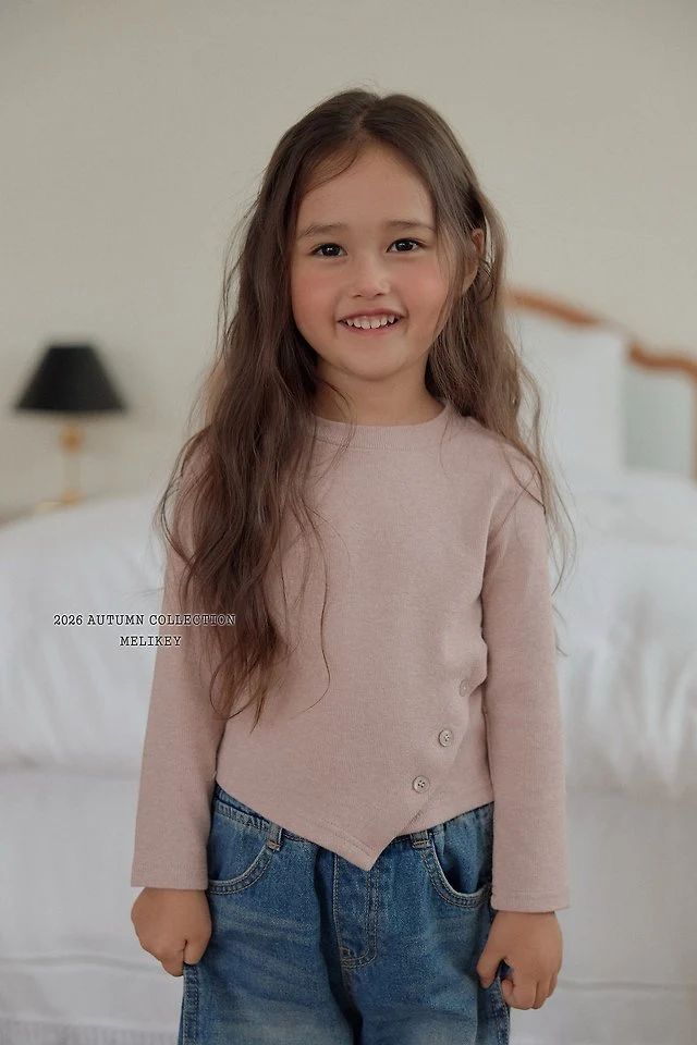 Melikey - Korean Children Fashion - #prettylittlegirls - Diagonal Button Tee - 6