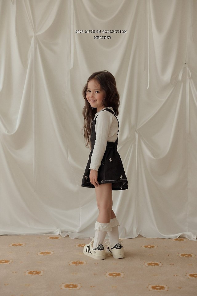 Melikey - Korean Children Fashion - #stylishchildhood - Ribbon Embroidered Overalls - 11