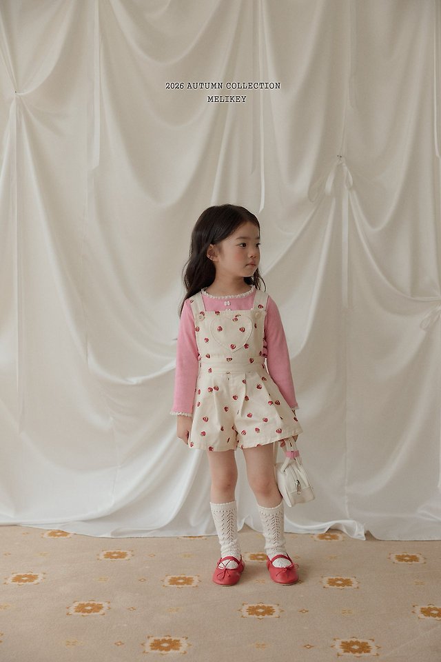 Melikey - Korean Children Fashion - #prettylittlegirls - Strawberry Heart Overalls - 4