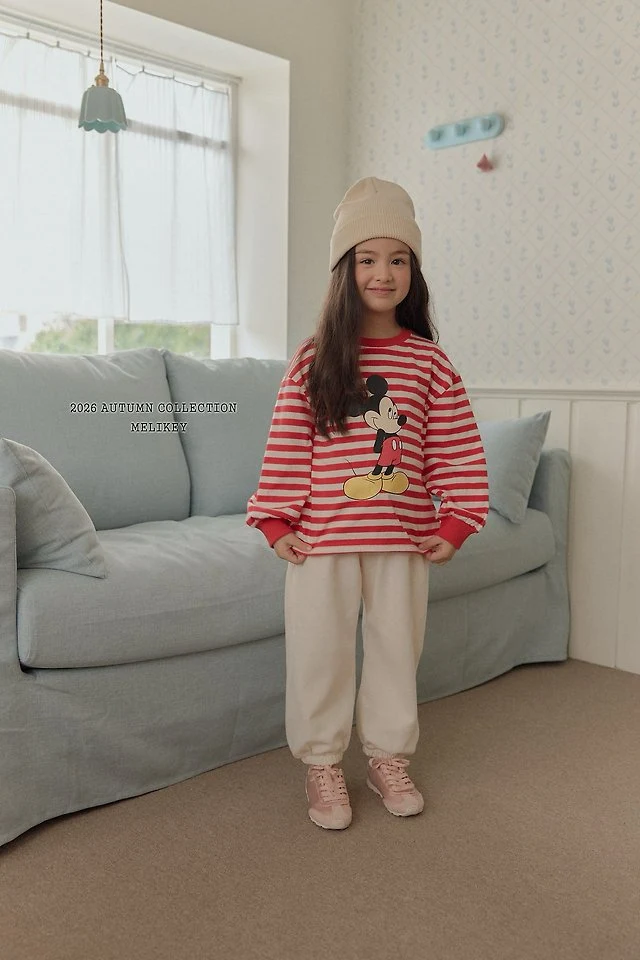 Melikey - Korean Children Fashion - #todddlerfashion - Mickey Ribbed Hem Tee - 3