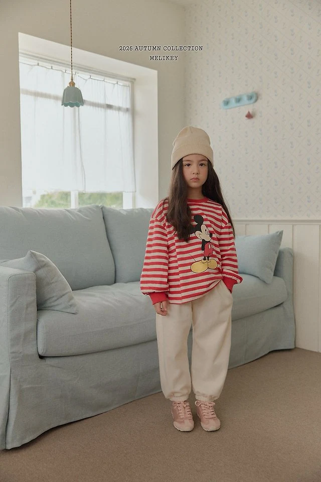 Melikey - Korean Children Fashion - #todddlerfashion - Mickey Ribbed Hem Tee - 4
