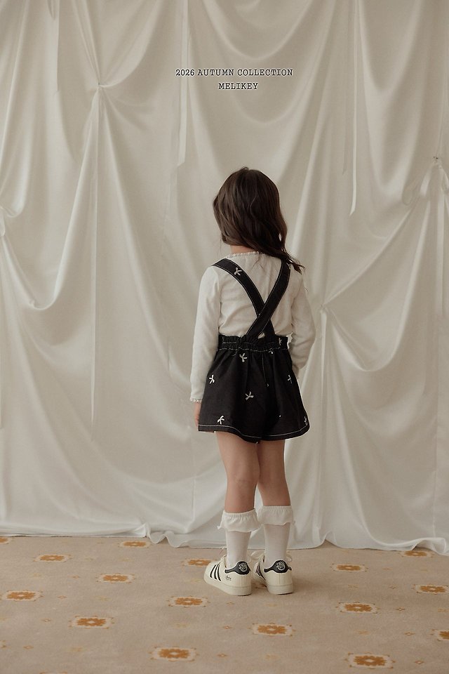 Melikey - Korean Children Fashion - #toddlerclothing - Ribbon Embroidered Overalls - 10