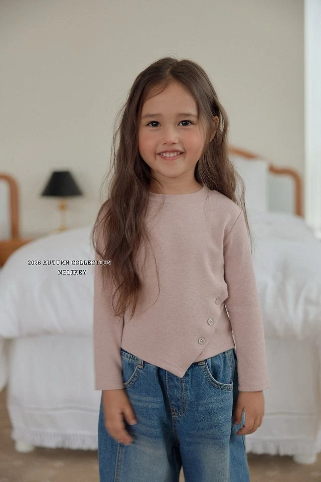 Melikey - Korean Children Fashion - #toddlerclothing - Diagonal Button Tee - 8