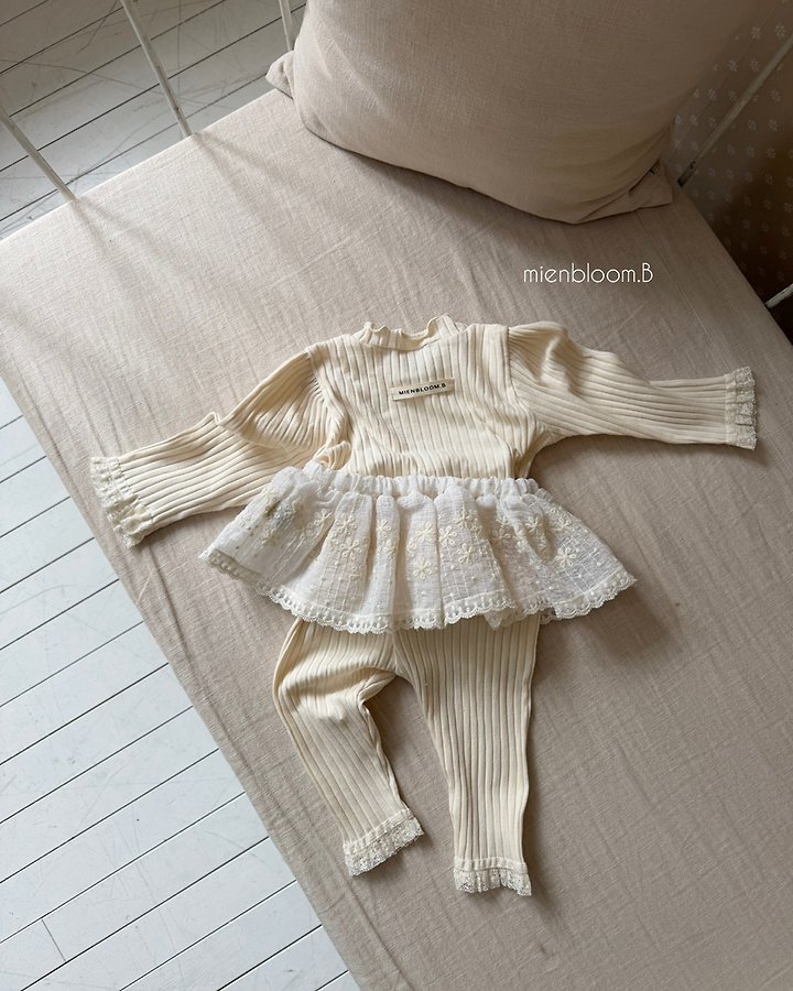 Mienbloom B - Korean Baby Fashion - #babyboutiqueclothing - Bebe Lace Rib Tee - 8