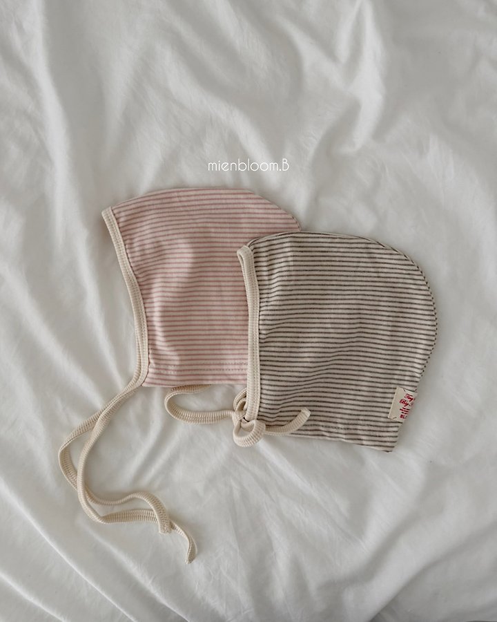 Mienbloom B - Korean Baby Fashion - #babyfashion - Bebe Natural Stripe Bonnet - 2