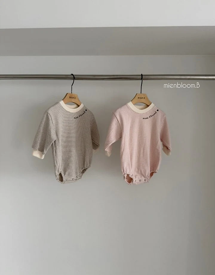 Mienbloom B - Korean Baby Fashion - #babyfashion - Bebe Natural Stripe Suit