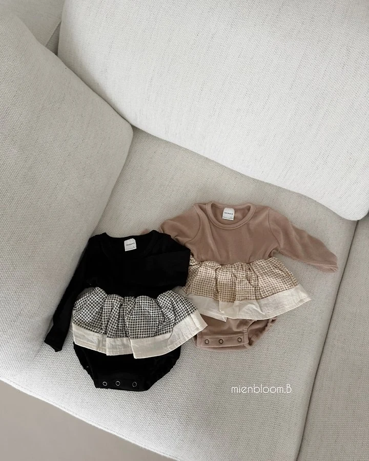 Mienbloom B - Korean Baby Fashion - #babyfever - Bebe Check Rib Suit