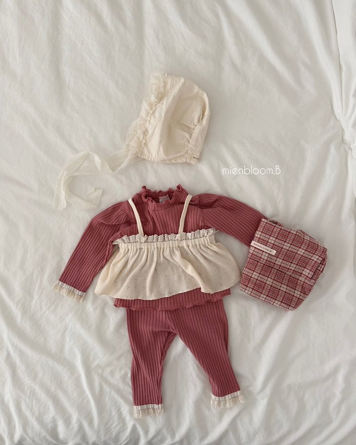 Mienbloom B - Korean Baby Fashion - #babygirlfashion - Bebe Lace Rib Tee - 12