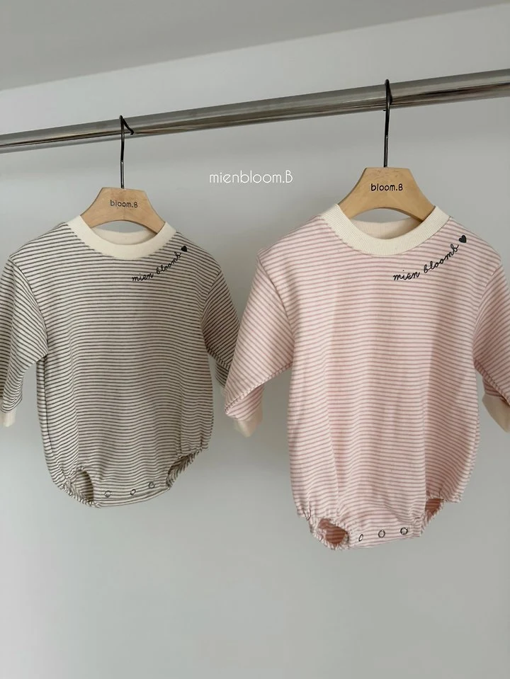 Mienbloom B - Korean Baby Fashion - #babygirlfashion - Bebe Natural Stripe Suit - 3