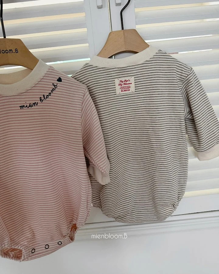 Mienbloom B - Korean Baby Fashion - #babygirlfashion - Bebe Natural Stripe Suit - 4