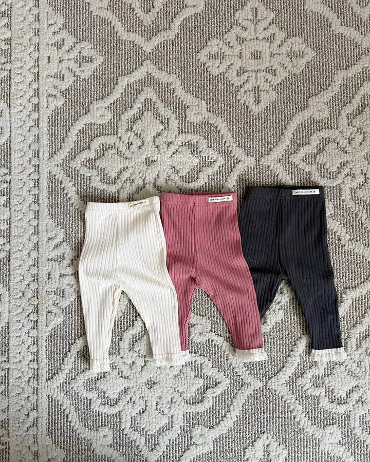 Mienbloom B - Korean Baby Fashion - #babyootd - Bebe Lace Rib Leggings - 2