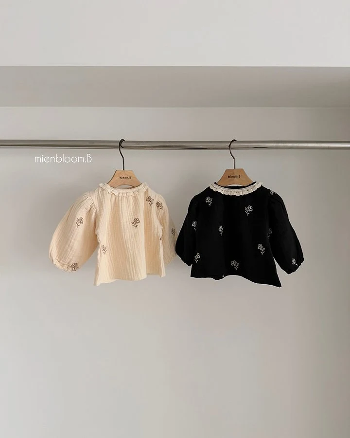 Mienbloom B - Korean Baby Fashion - #babyootd - Bebe Rose Embroidered Blouse