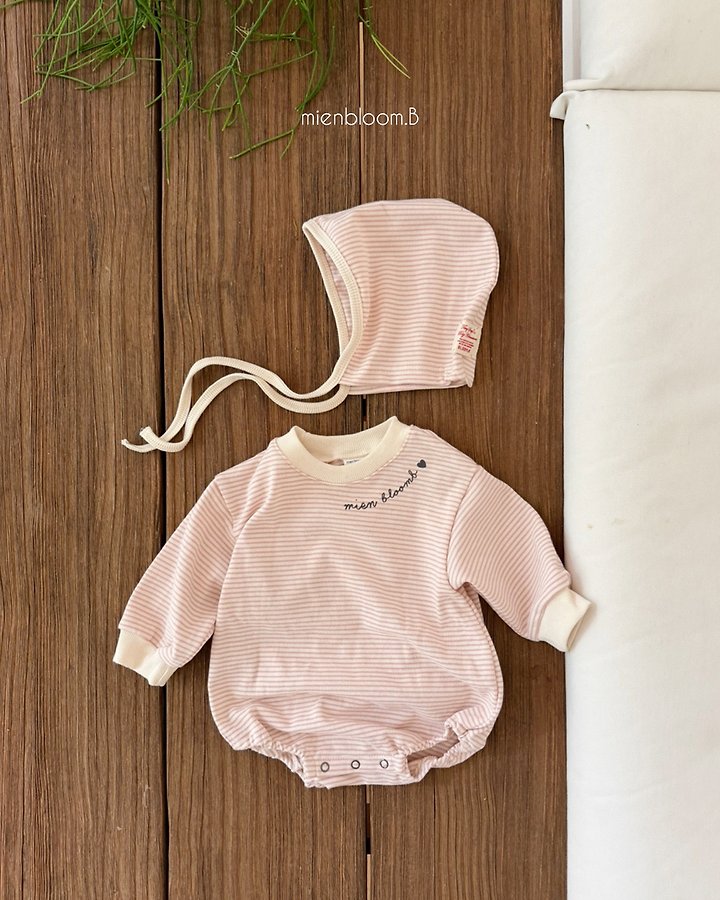 Mienbloom B - Korean Baby Fashion - #babyootd - Bebe Natural Stripe Bonnet - 7