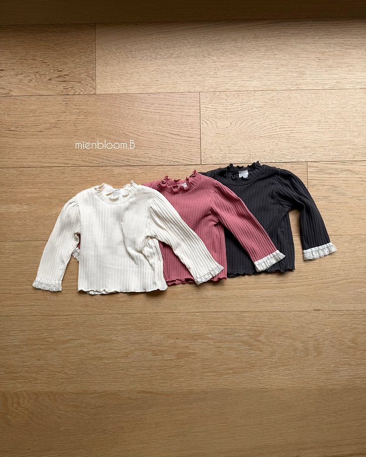 Mienbloom B - Korean Baby Fashion - #babyoutfit - Bebe Lace Rib Tee