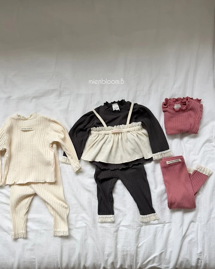 Mienbloom B - Korean Baby Fashion - #babywear - Bebe Lace Rib Leggings - 5