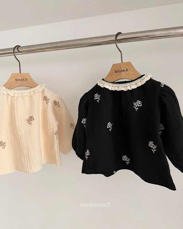 Mienbloom B - Korean Baby Fashion - #babyoutfit - Bebe Rose Embroidered Blouse - 4