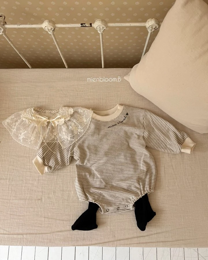 Mienbloom B - Korean Baby Fashion - #babywear - Bebe Natural Stripe Suit - 9