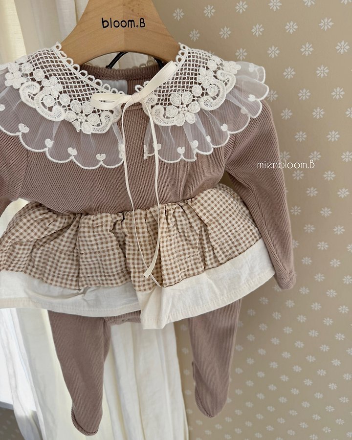 Mienbloom B - Korean Baby Fashion - #babywear - Bebe Check Rib Suit - 8