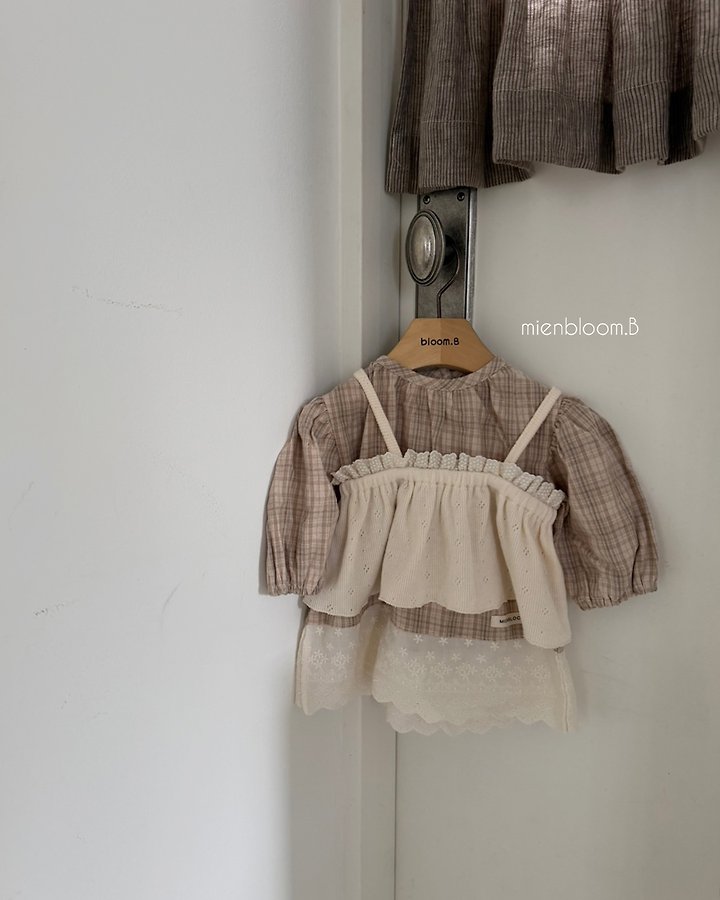 Mienbloom B - Korean Baby Fashion - #onlinebabyboutique - Bebe Check Lace One-piece - 3