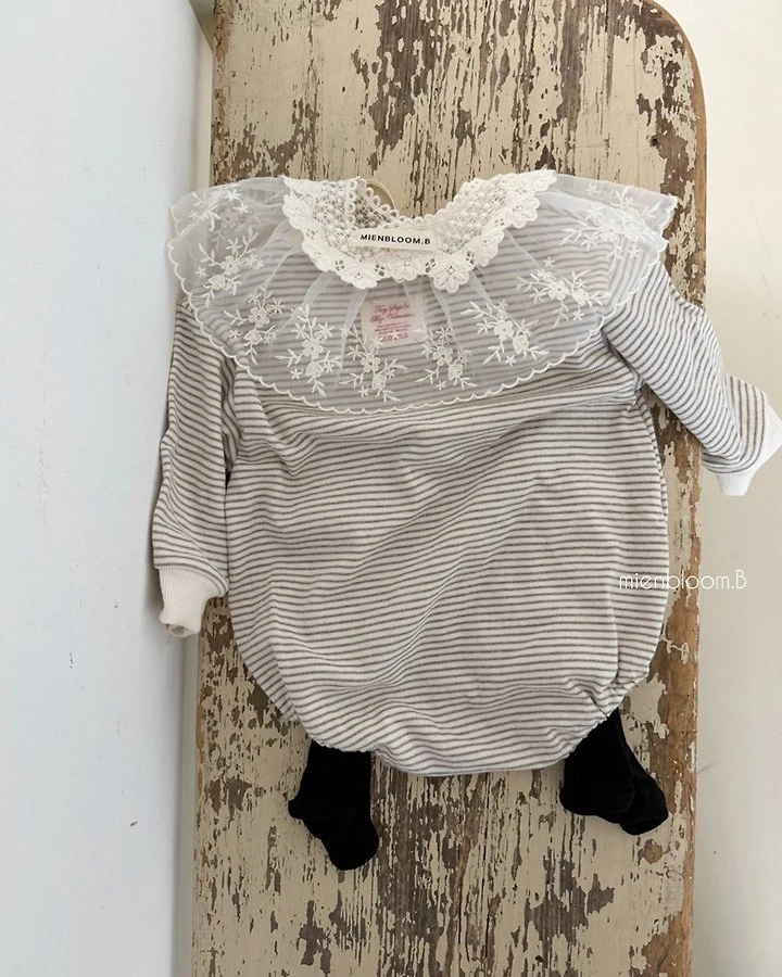 Mienbloom B - Korean Baby Fashion - #onlinebabyshop - Bebe Natural Stripe Suit - 11