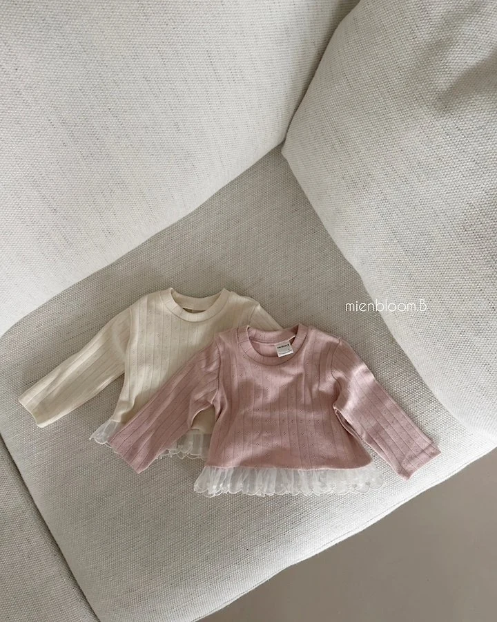 Mienbloom B - Korean Children Fashion - #designkidswear - Kids Heart Lace Tee