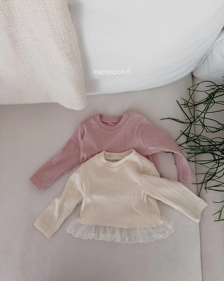 Mienbloom B - Korean Children Fashion - #discoveringself - Kids Heart Lace Tee - 2