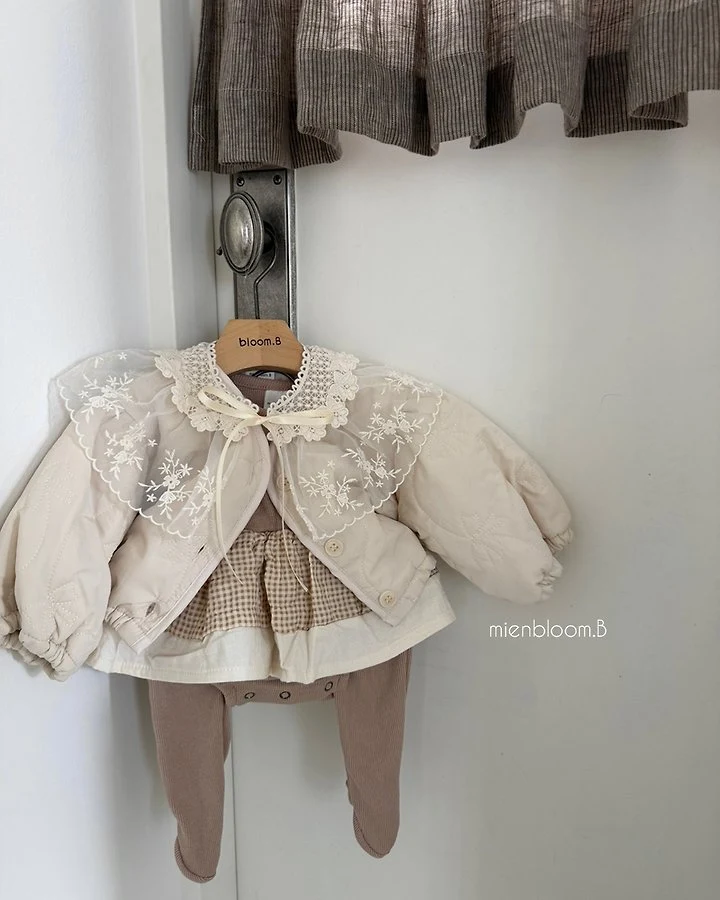 Mienbloom B - Korean Children Fashion - #kidsshorts - Kids Ribbon Embroidered Jacket - 8
