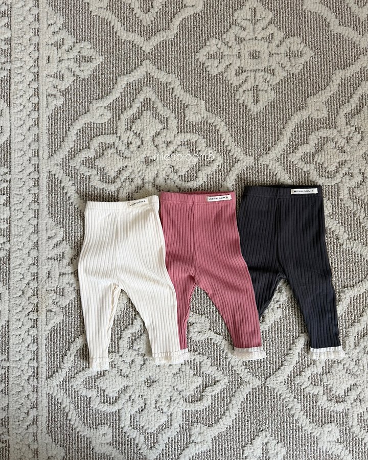 Mienbloom B - Korean Children Fashion - #littlefashionista - Kids Lace Rib Leggings - 2