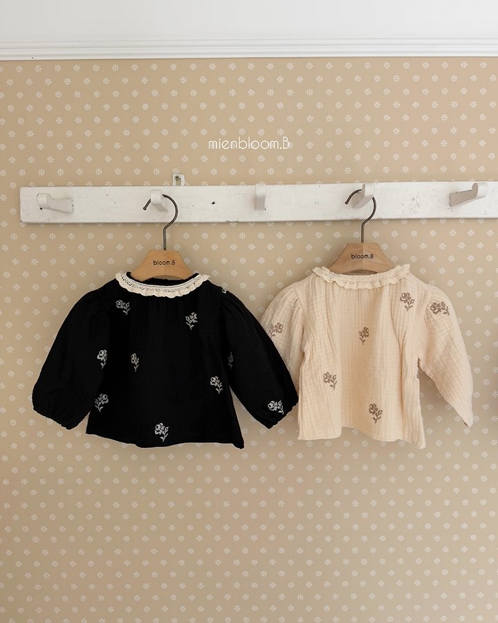 Mienbloom B - Korean Children Fashion - #littlefashionista - Kids Rose Embroidered Blouse - 2