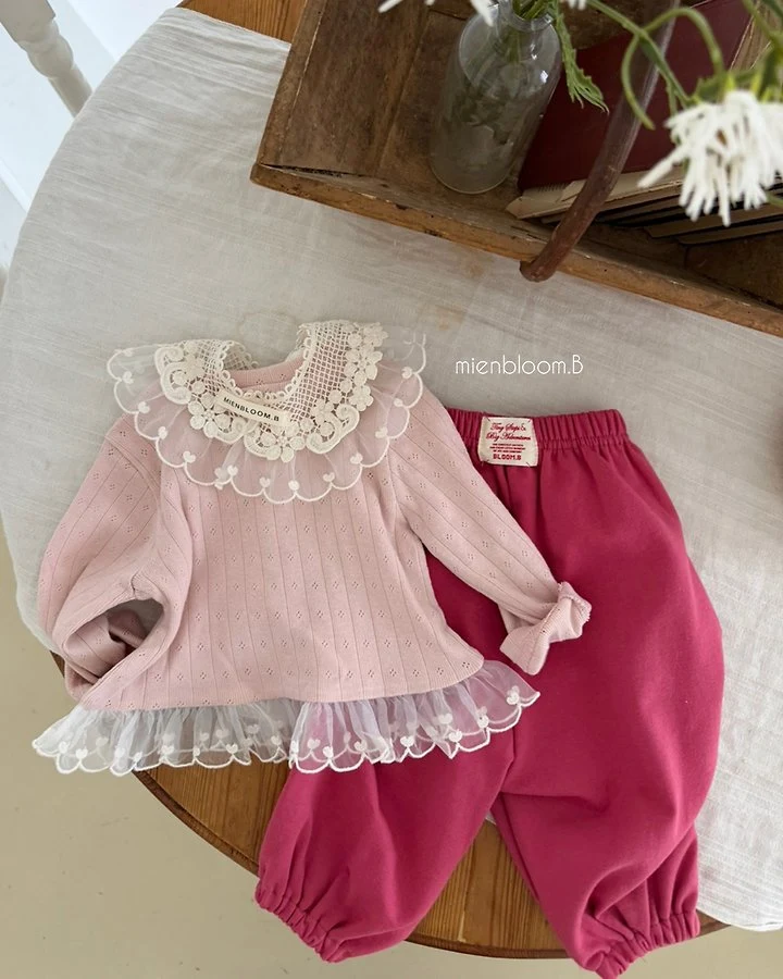 Mienbloom B - Korean Children Fashion - #magicofchildhood - Kids Heart Lace Tee - 9