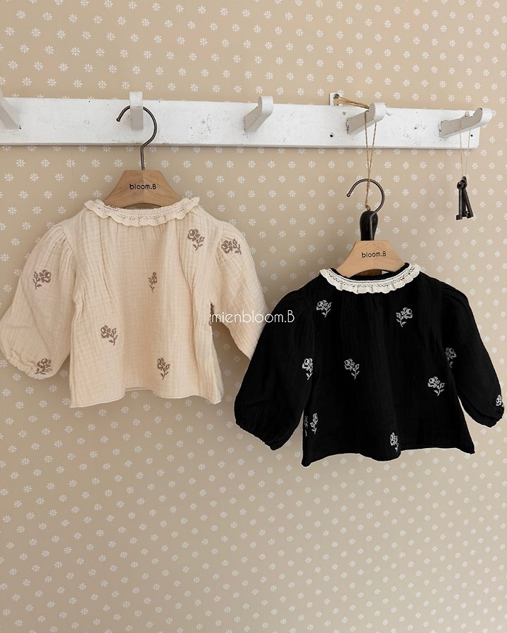Mienbloom B - Korean Children Fashion - #magicofchildhood - Kids Rose Embroidered Blouse - 3