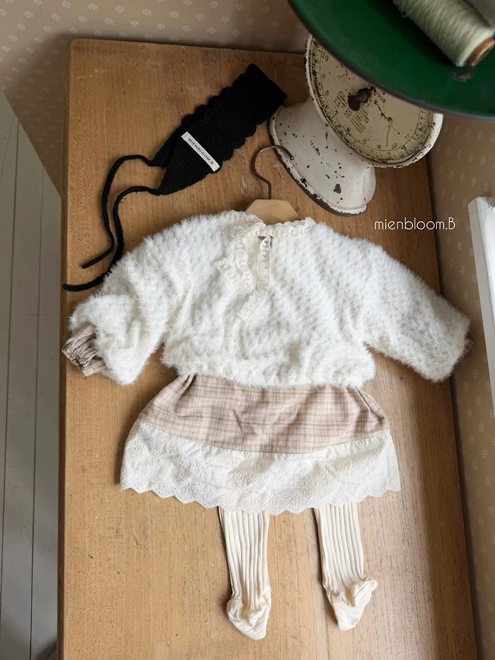 Mienbloom B - Korean Children Fashion - #stylishchildhood - Kids Check Lace One-piece - 5