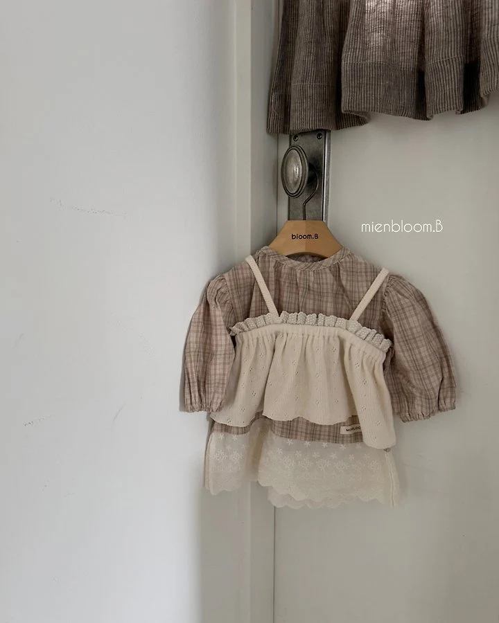 Mienbloom B - Korean Children Fashion - #todddlerfashion - Kids Check Lace One-piece - 3
