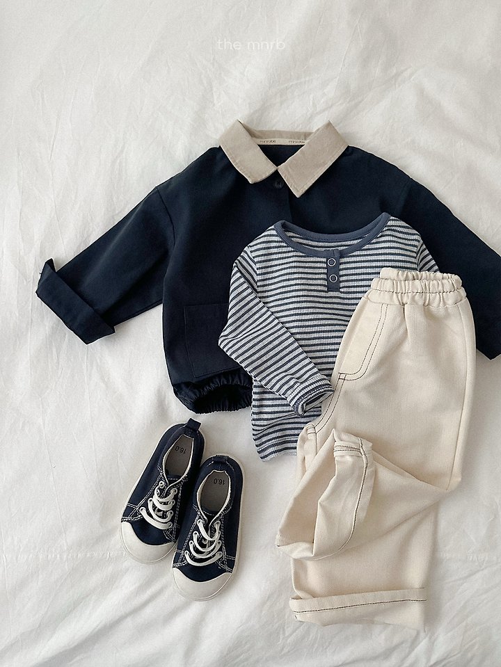 Mini Robe - Korean Baby Fashion - #babyboutique - Eddie Stripe Henley Tee - 11