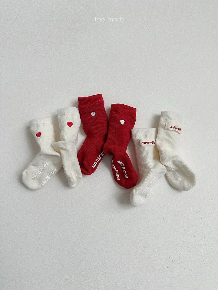 Mini Robe - Korean Baby Fashion - #babyclothing - Heart Logo Socks