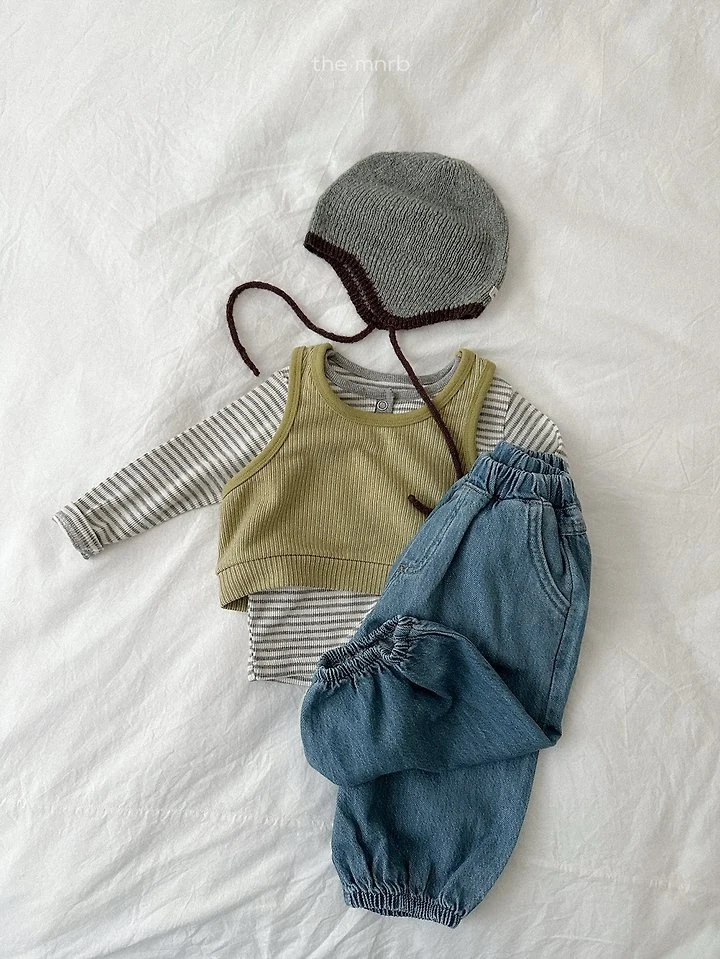 Mini Robe - Korean Baby Fashion - #babyfashion - Stitch Denim Jogger Pants - 12