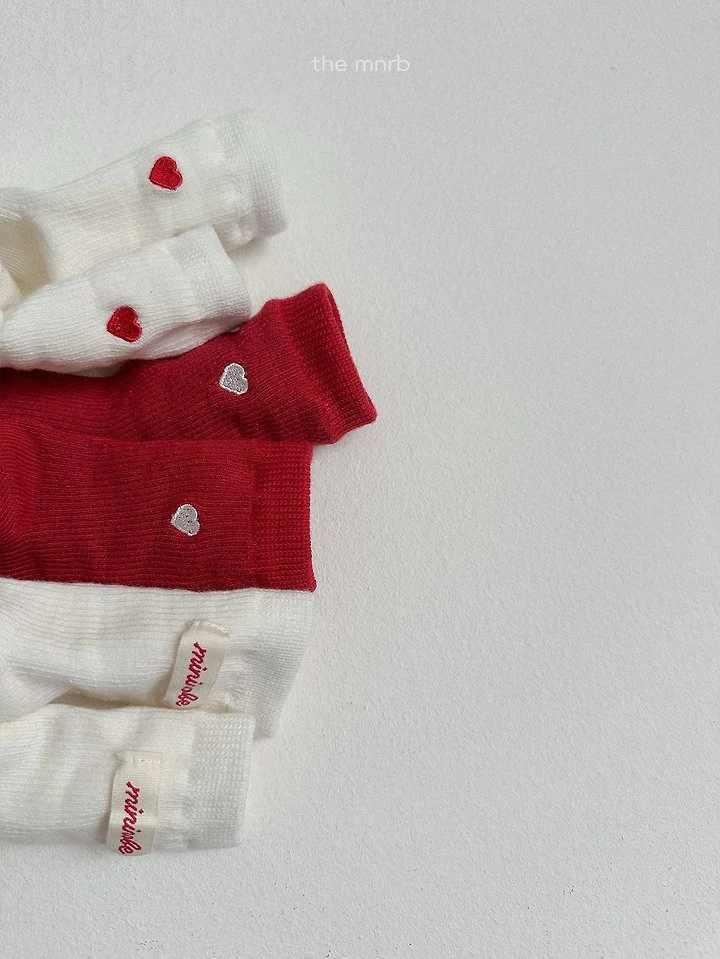 Mini Robe - Korean Baby Fashion - #babyfever - Heart Logo Socks - 3
