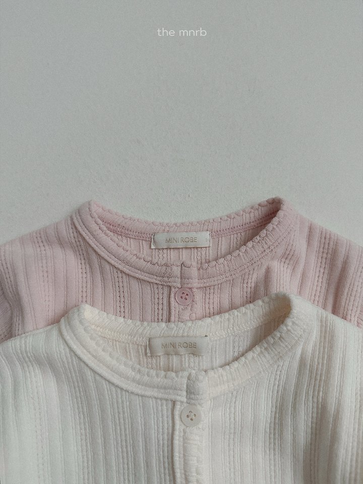 Mini Robe - Korean Baby Fashion - #babyfever - Eyelet Cardigan - 4