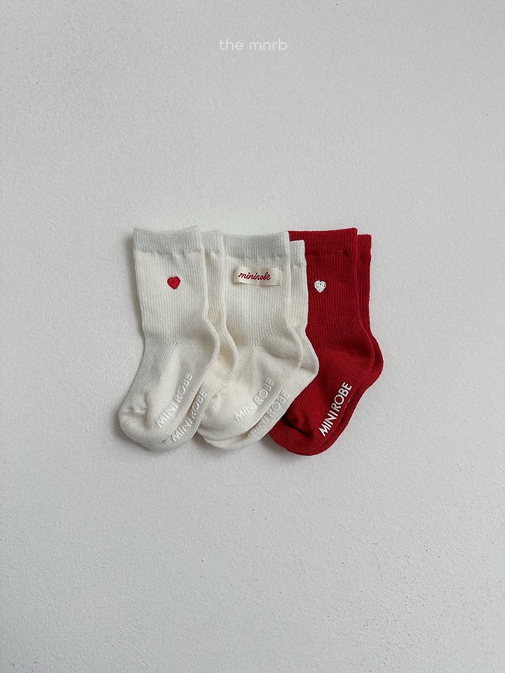 Mini Robe - Korean Baby Fashion - #babyfever - Heart Logo Socks - 4